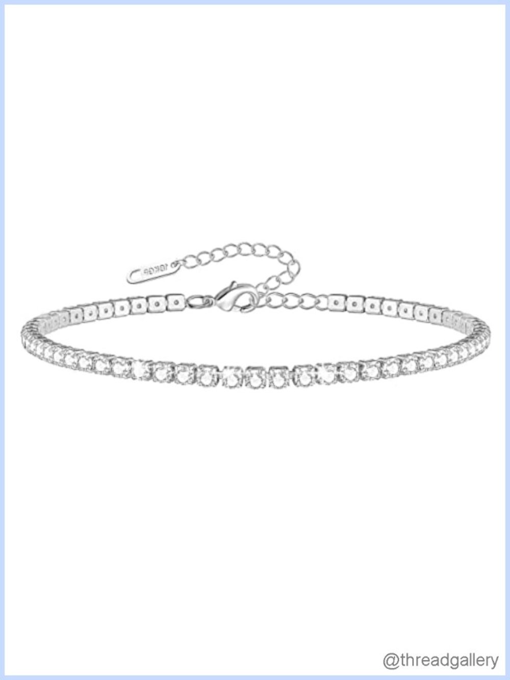 18K White Gold Plated Cubic Zirconia Tennis Anklet Adjustable Dainty